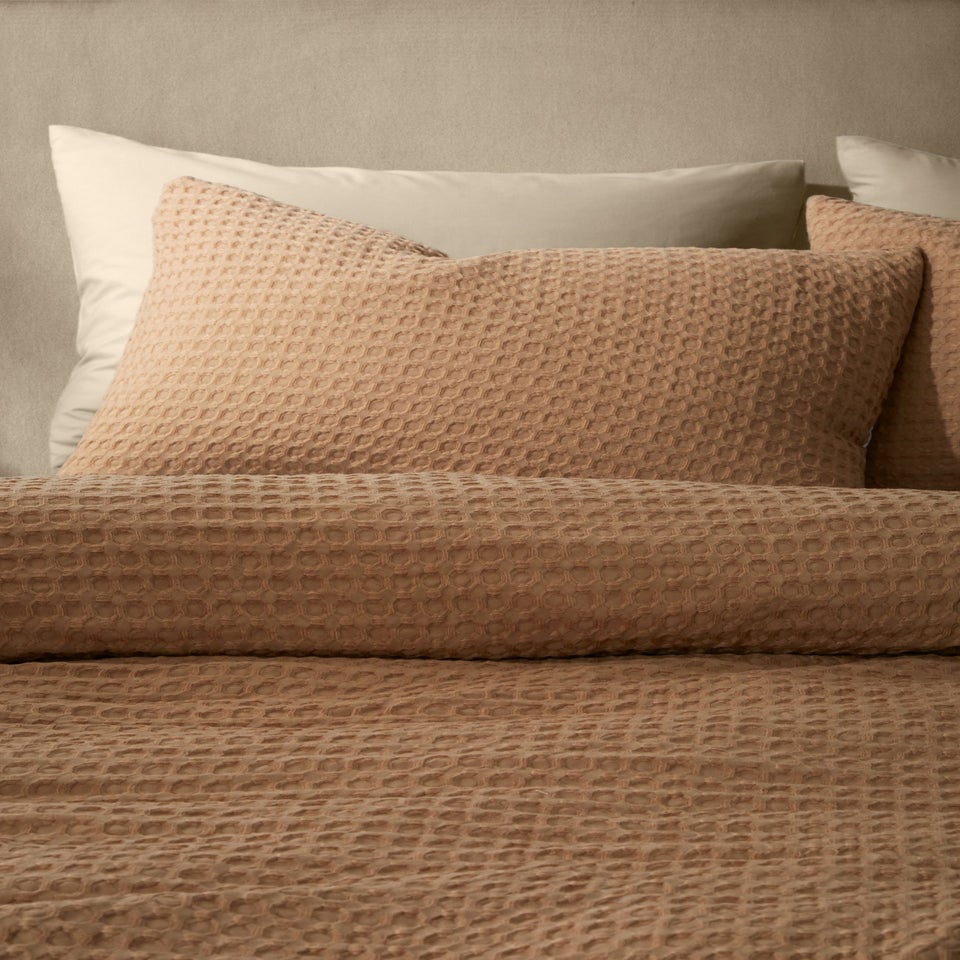 Pineapple Elephant Muscat Waffle Duvet Cover Set Caramel