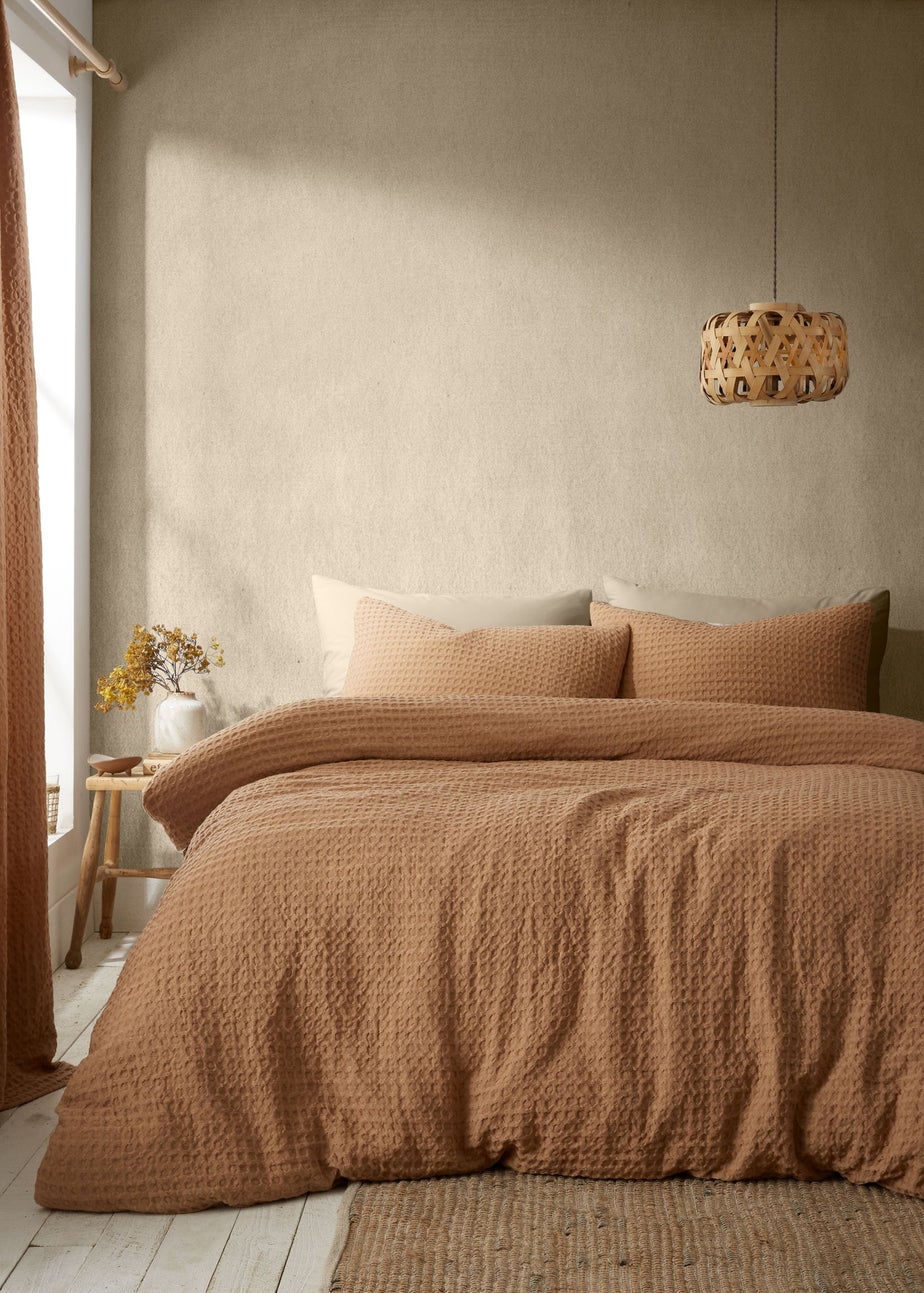 Pineapple Elephant Muscat Waffle Duvet Cover Set Caramel