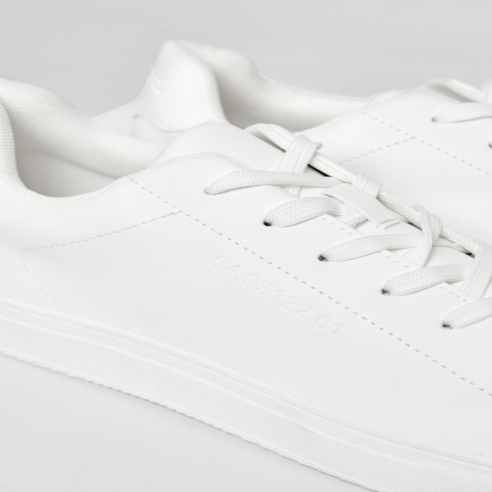 Threadbare White Lace-Up Faux Leather Court Trainers