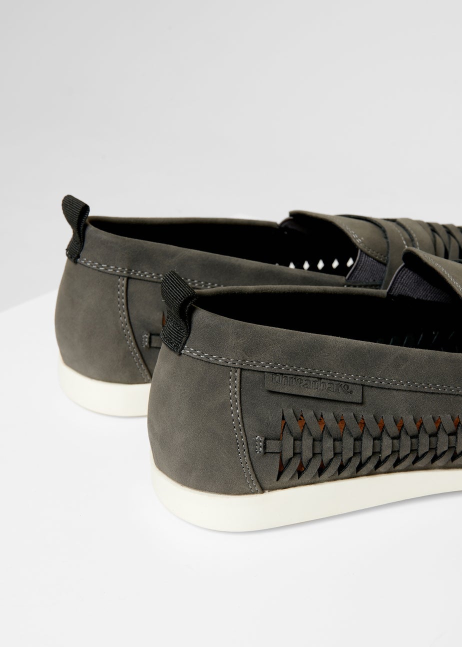 Threadbare Grey Faux Suede Woven Loafers