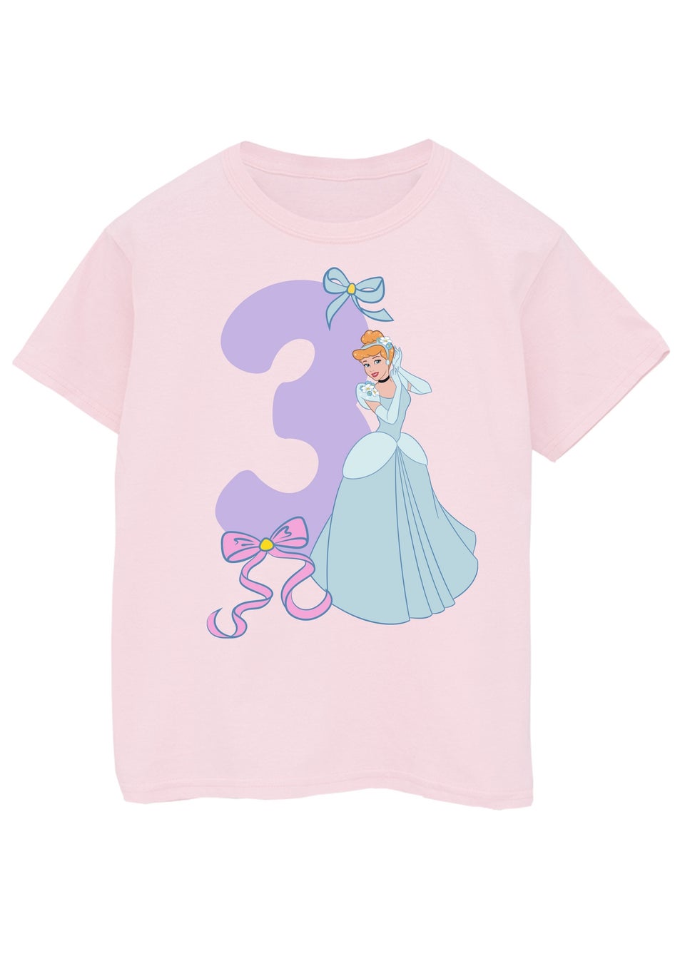 Disney Cinderella 3rd Birthday Kids Light Pink Graphic T-Shirt (3-6 Years)