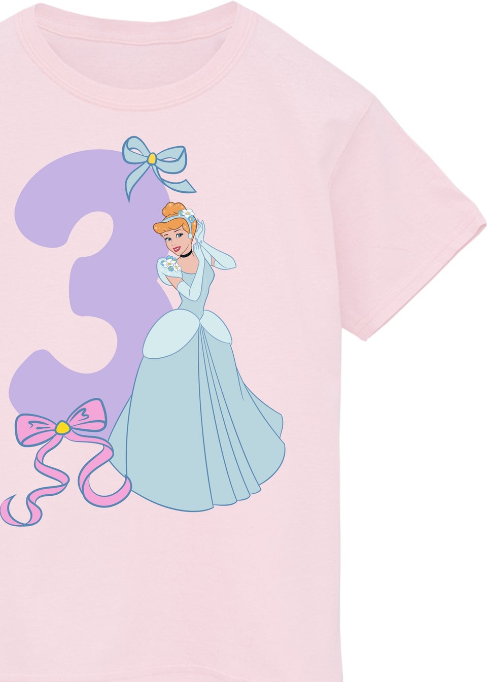 Disney Cinderella 3rd Birthday Kids Light Pink Graphic T-Shirt (3-6 Years)