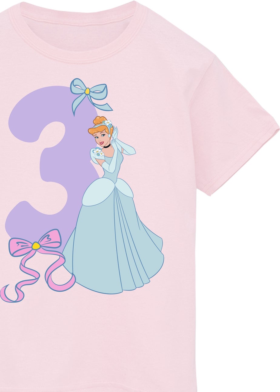 Disney Cinderella 3rd Birthday Kids Light Pink Graphic T-Shirt (3-6 Years)