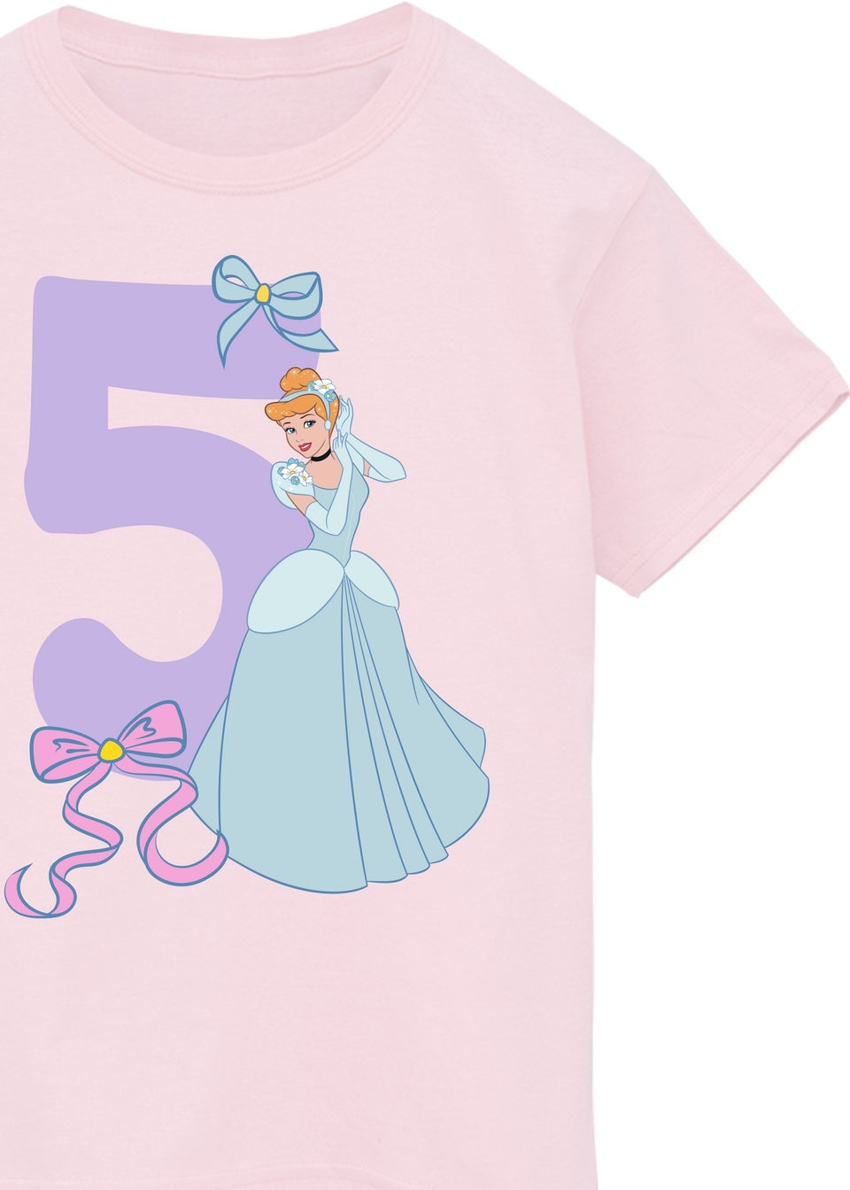 Disney Cinderella 5th Birthday Kids Light Pink Graphic T-Shirt (5-8 Years)