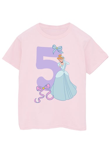 Disney Cinderella 5th Birthday Kids Light Pink Graphic T-Shirt (5-8 Years)