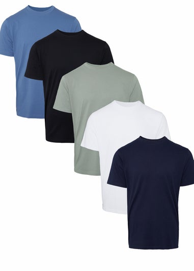 Threadbare Blue 5-Pack Short Sleeve Cotton T-Shirts