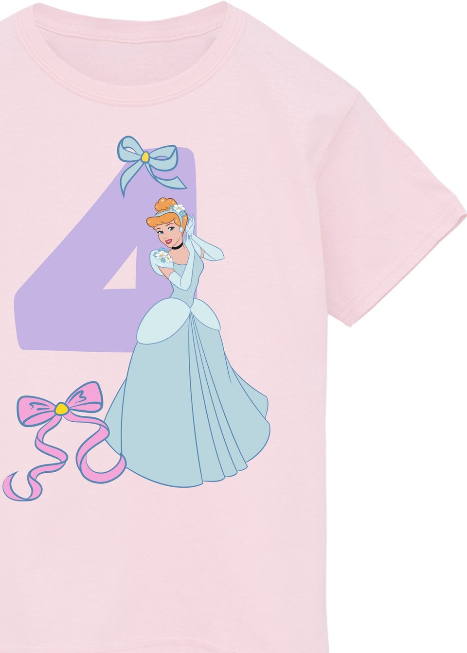 Disney Cinderella 4th Birthday Kids Light Pink Graphic T-Shirt (3-6 Years)