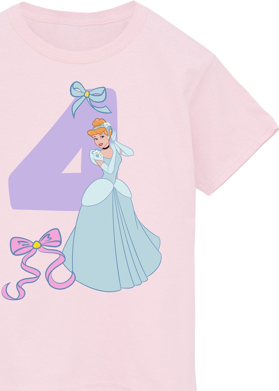 Disney Cinderella 4th Birthday Kids Light Pink Graphic T-Shirt (3-6 Years)