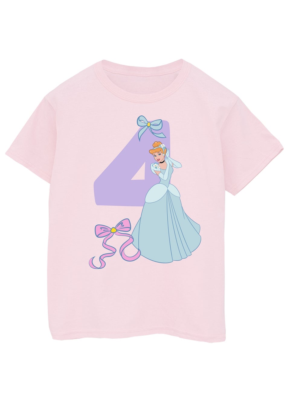 Disney Cinderella 4th Birthday Kids Light Pink Graphic T-Shirt (3-6 Years)