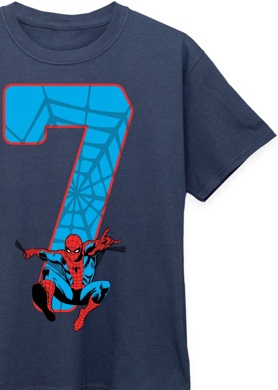 Marvel Spider-Man 7th Birthday Kids Navy Graphic T-Shirt (7-11 Years)