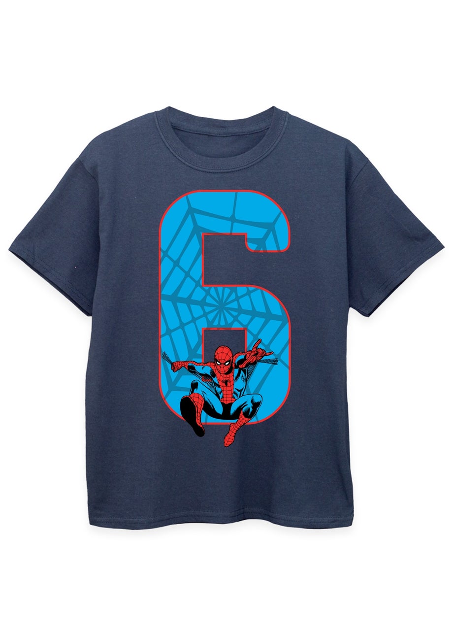 Marvel Spider-Man 6th Birthday Kids Navy Graphic T-Shirt (5-8 Years)