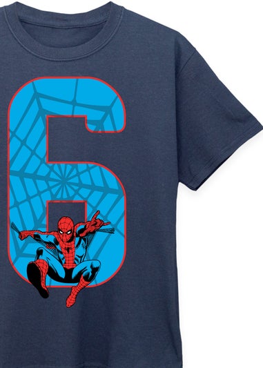 Marvel Spider-Man 6th Birthday Kids Navy Graphic T-Shirt (5-8 Years)