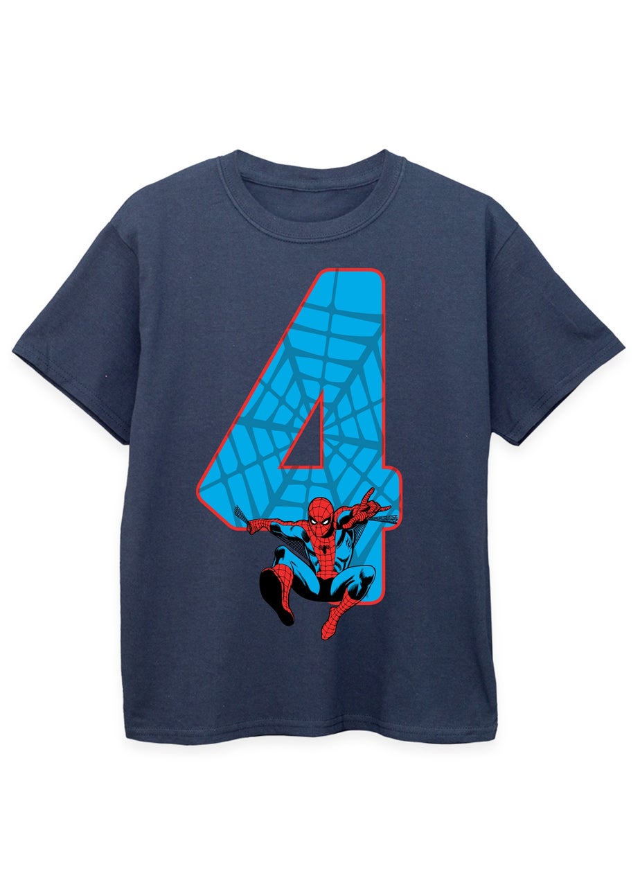 Marvel Spider-Man 4th Birthday Kids Navy Graphic T-Shirt (3-6 Years)