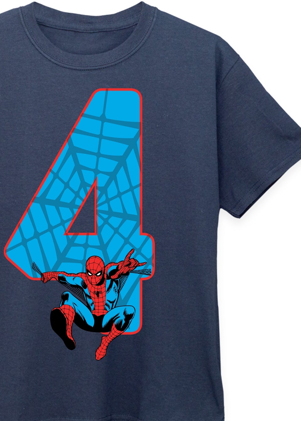 Marvel Spider-Man 4th Birthday Kids Navy Graphic T-Shirt (3-6 Years)