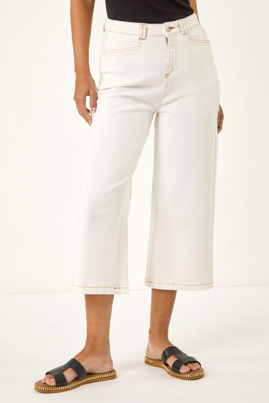Dusk Ivory Denim Pocket Detail Wide Leg Culotte