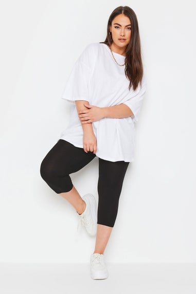 Yours 2 Pack Curve Black Stretch Cropped Leggings