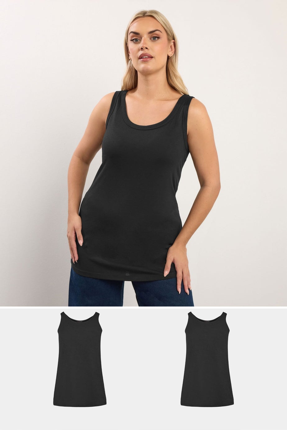 Yours 2 Pack Curve Black Core Vest Tops
