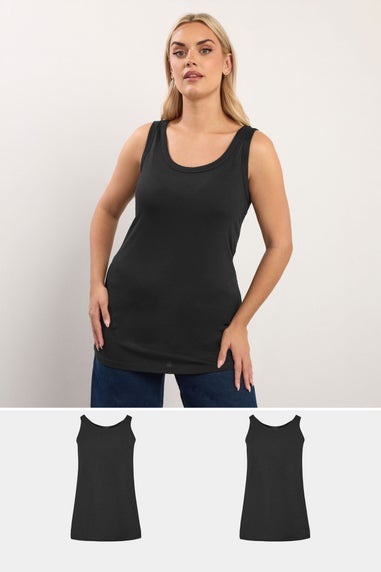 Yours 2 Pack Curve Black Core Vest Tops