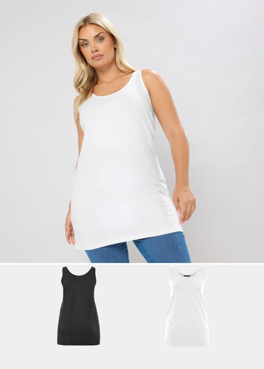 Yours 2 Pack Curve Black & White Longline Vest Tops