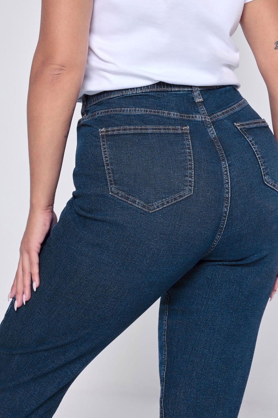 Yours Curve Mid Blue Mom Jeans