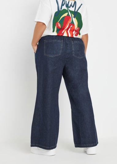 Yours Curve Indigo Blue Tie Detail Denim Jeans