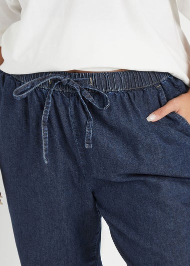 Yours Curve Indigo Blue Tie Detail Denim Jeans