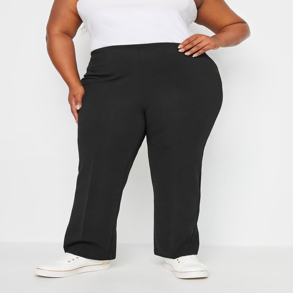 Yours Bestseller Curve Black Pull On Ribbed Bootcut Stretch Trousers