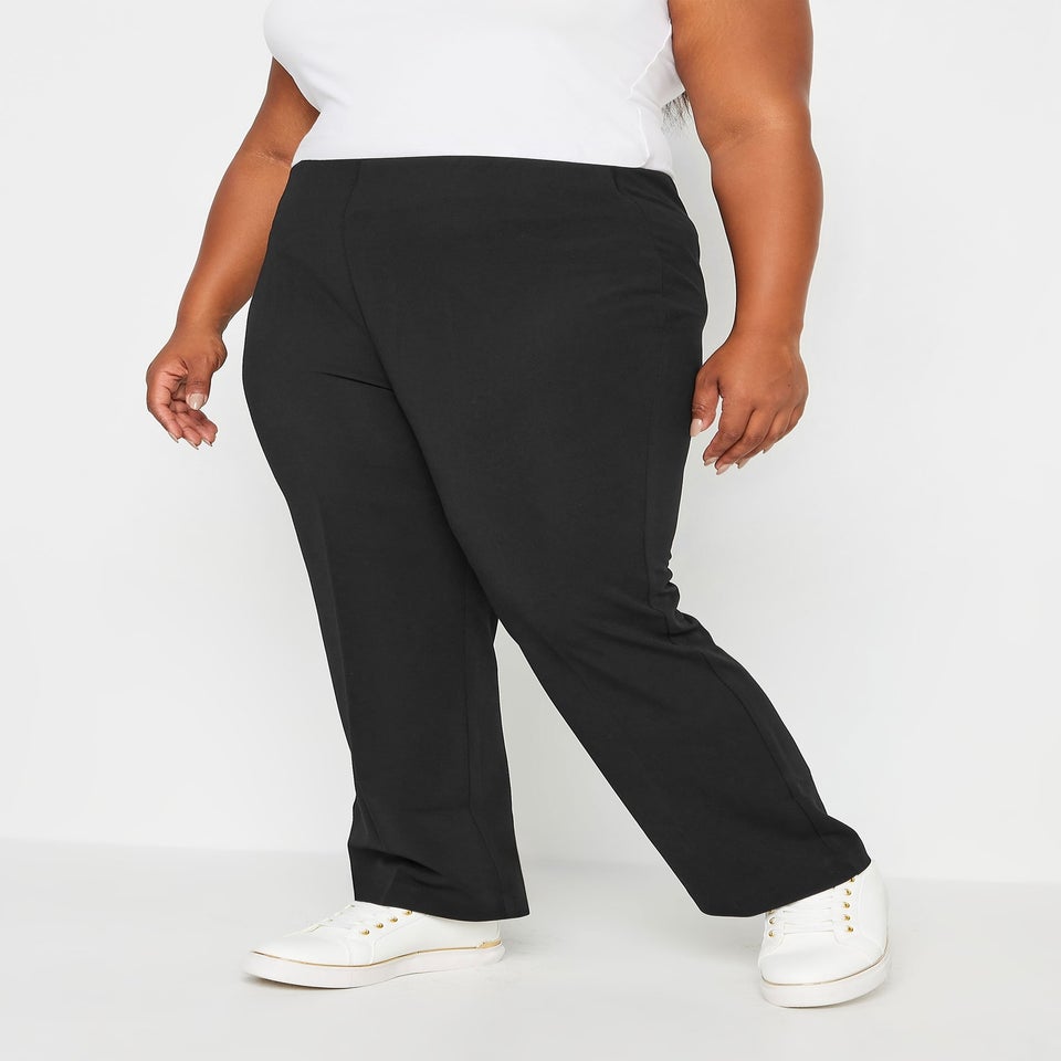 Yours Bestseller Curve Black Pull On Ribbed Bootcut Stretch Trousers