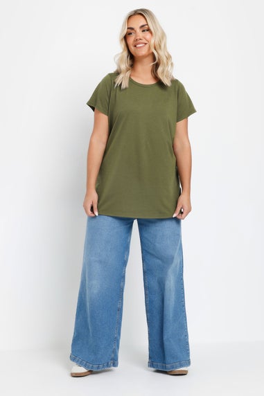 Yours 3 Pack Curve Brown & Green Essential T Shirts