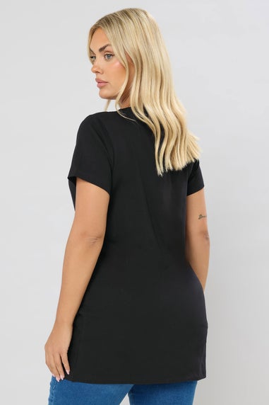 Yours Curve 2 Pack Black & White Longline T Shirts