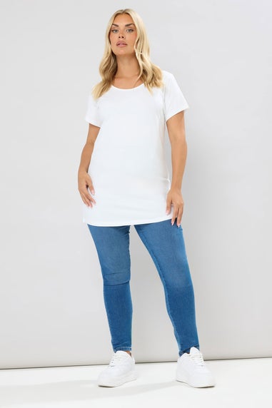 Yours Curve 2 Pack Black & White Longline T Shirts