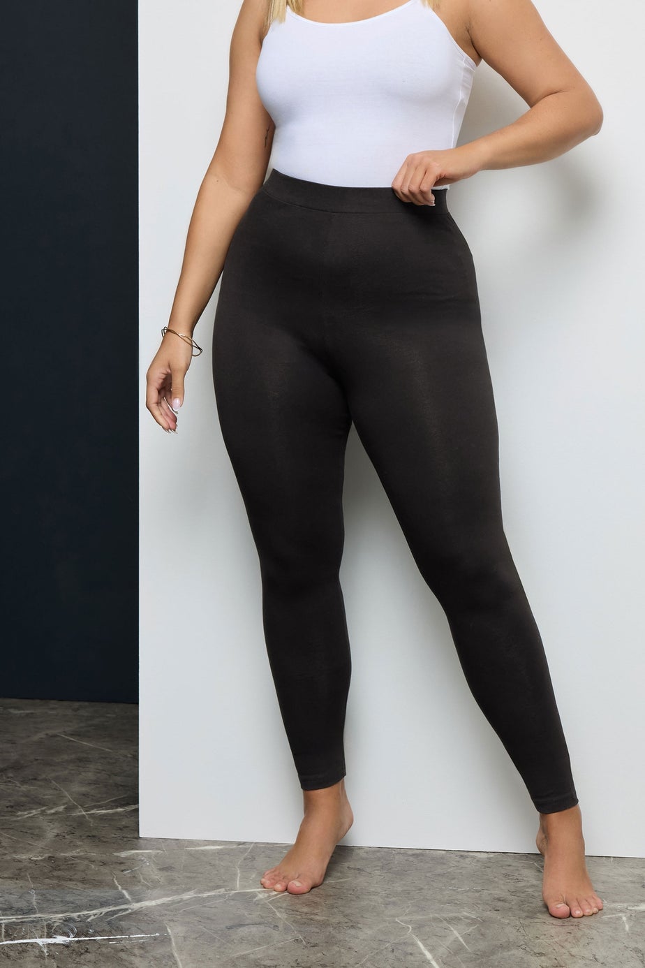 Yours For Good 2 Pack Curve Black Cotton Stretch Leggings