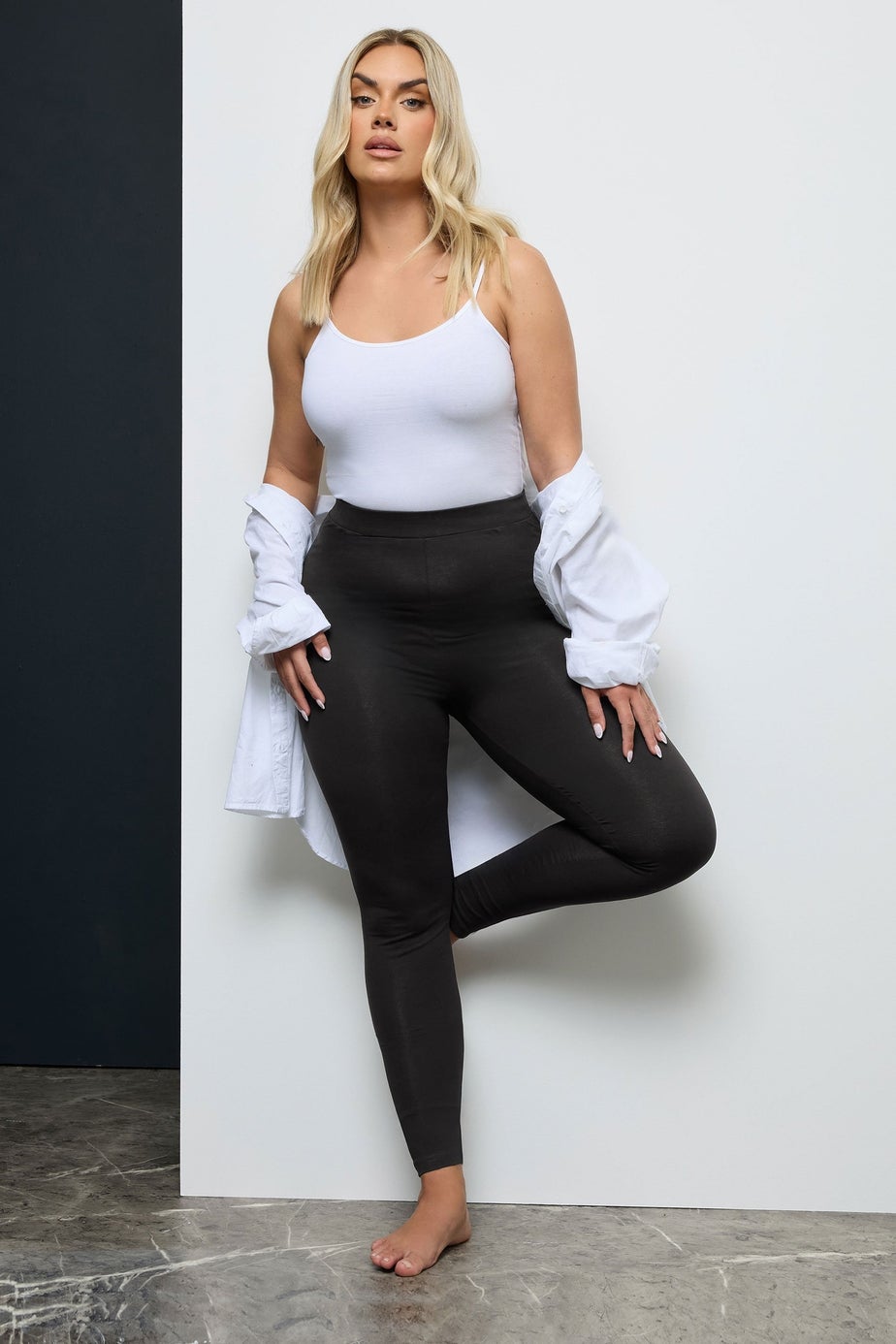 Yours For Good 2 Pack Curve Black Cotton Stretch Leggings