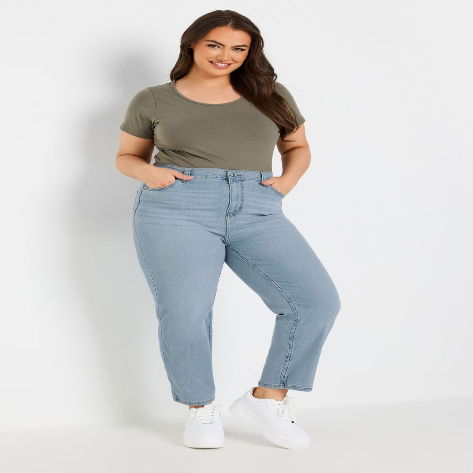 Yours Curve Light Blue Straight Leg Ruby Jeans