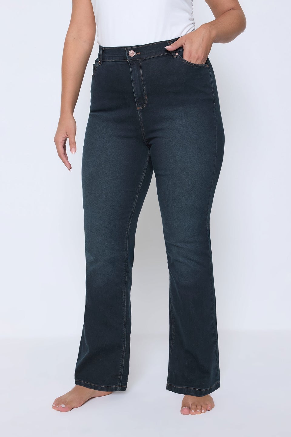 Yours Curve Dark Indigo Blue Bootcut Stretch ISLA Jeans