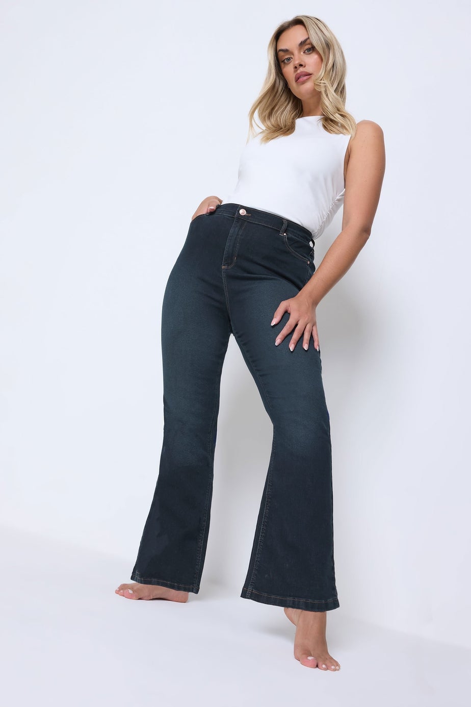 Yours Curve Dark Indigo Blue Bootcut Stretch ISLA Jeans