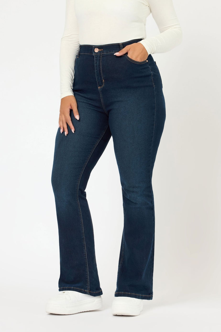 Yours Curve Dark Indigo Blue Bootcut Stretch ISLA Jeans