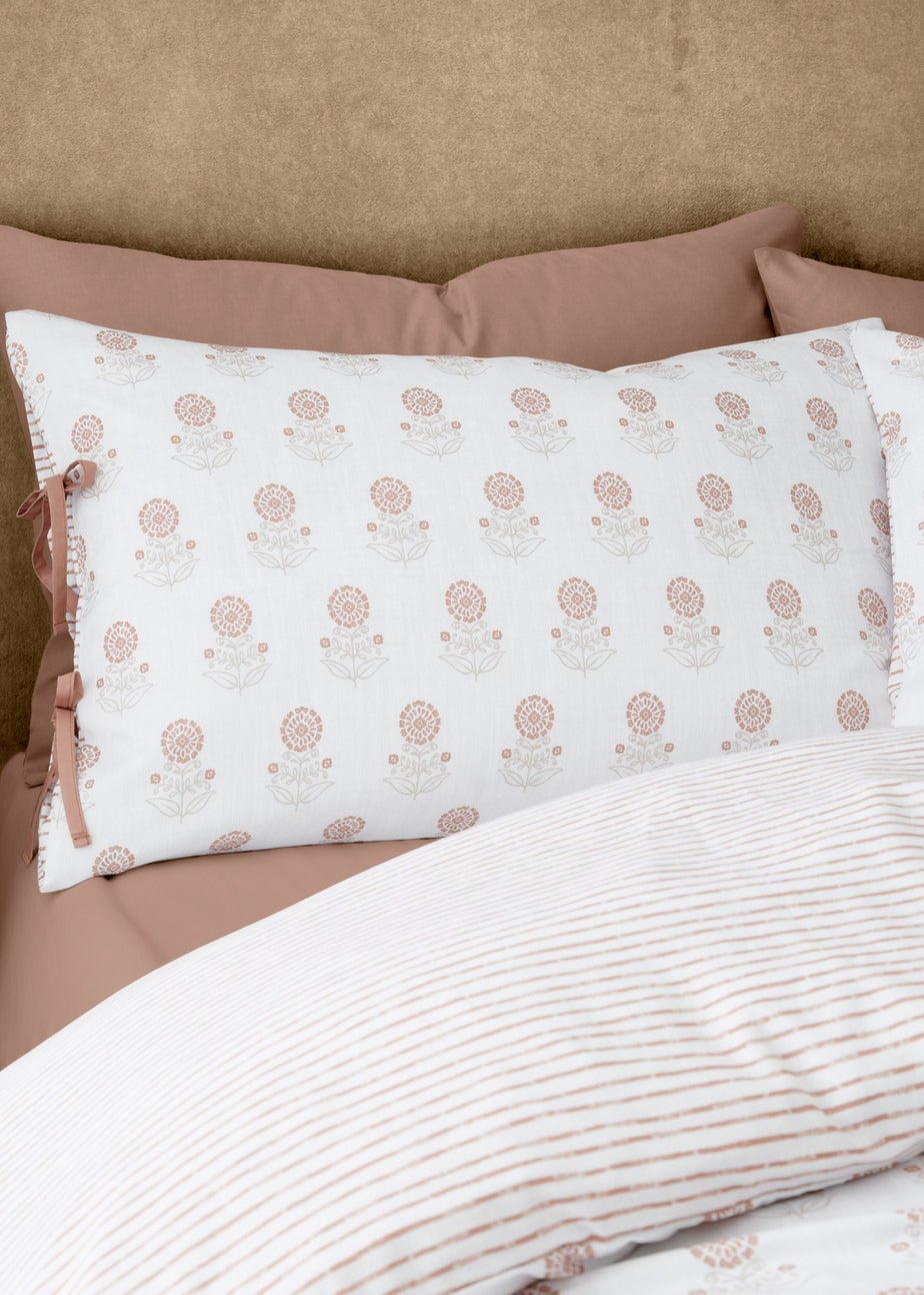 Pineapple Elephant Woodblock Floral So Soft Terracotta Clay Duvet Cover Set