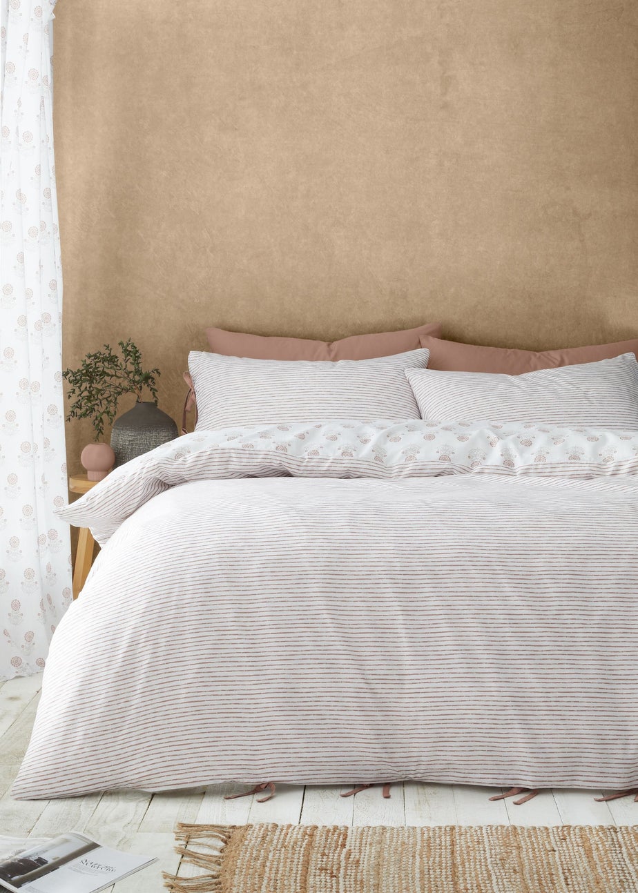 Pineapple Elephant Woodblock Floral So Soft Terracotta Clay Duvet Cover Set