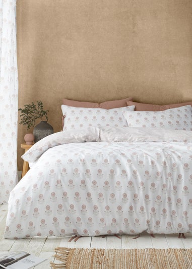 Pineapple Elephant Woodblock Floral So Soft Terracotta Clay Duvet Cover Set
