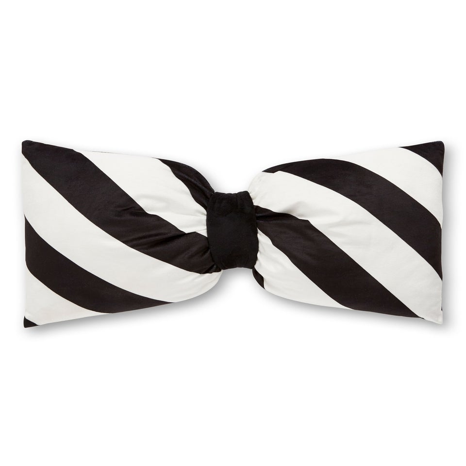 Sassy B Dotty Bows Black & White 3D Shaped Cushion (48x30cm)