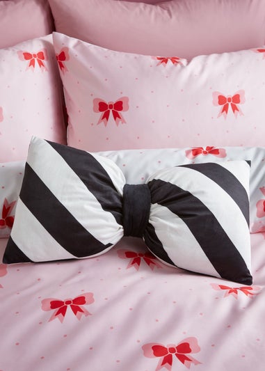 Sassy B Dotty Bows Black & White 3D Shaped Cushion (48x30cm)