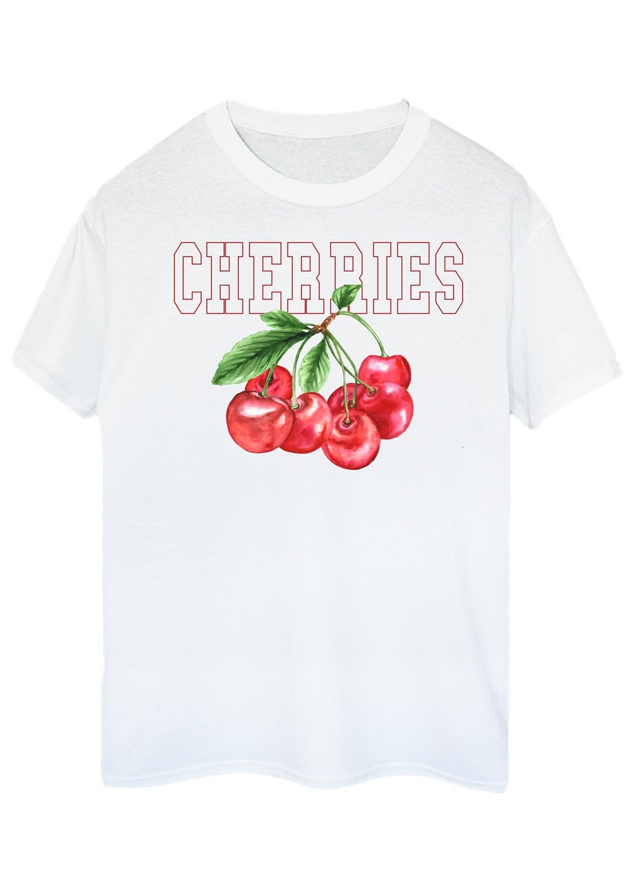 Brands In Cherry Collegial White Boyfriend Fit Graphic T-Shirt