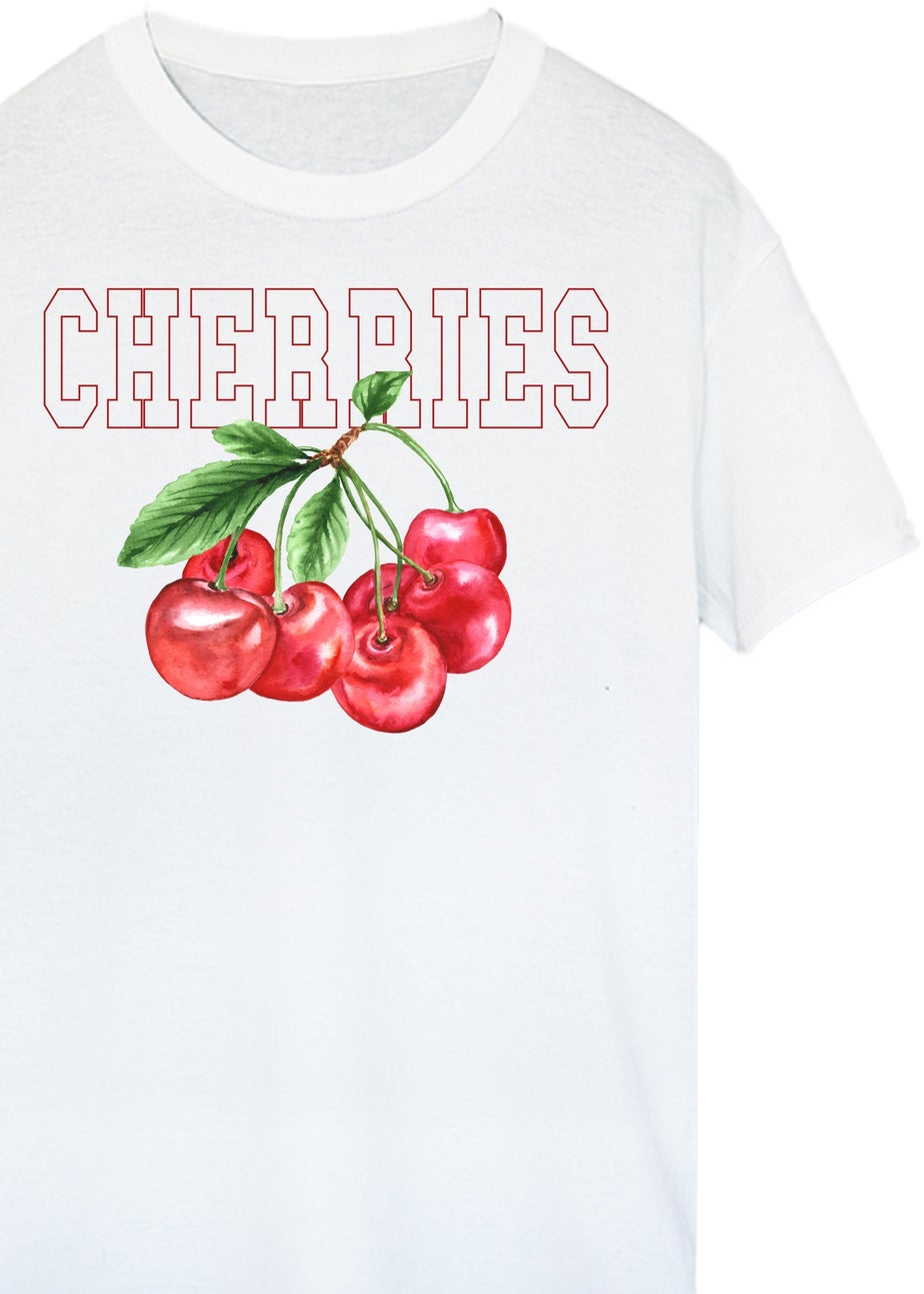Brands In Cherry Collegial White Boyfriend Fit Graphic T-Shirt