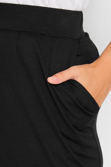 Yours Curve Black Double Pleat Jersey Stretch Joggers