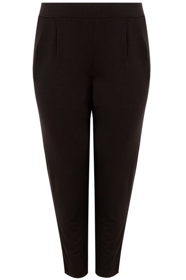 Yours Curve Black Double Pleat Jersey Stretch Joggers