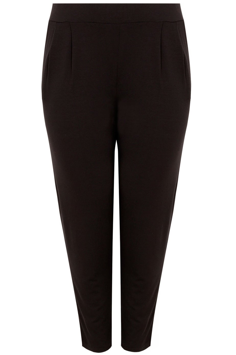 Yours Curve Black Double Pleat Jersey Stretch Joggers