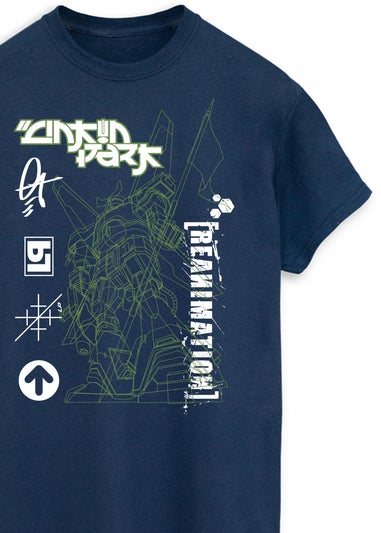 Linkin Park Reamin Robot Navy Music Graphic T-Shirt