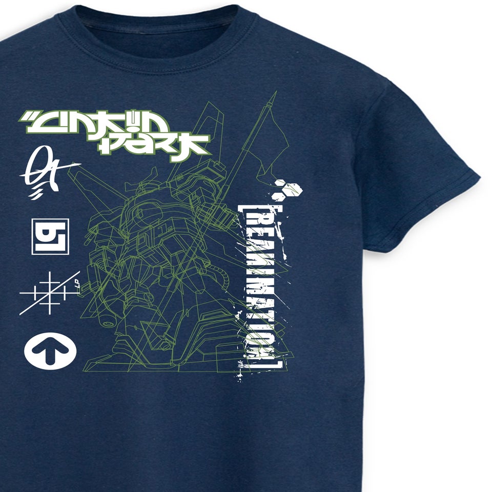 Linkin Park Reamin Robot Navy Music Graphic T-Shirt