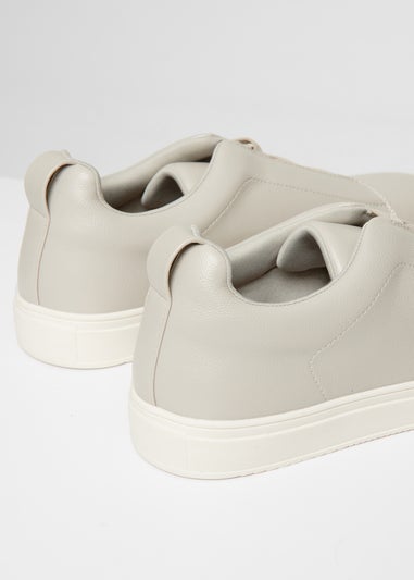 Threadbare Grey Faux Leather Elastic Lace Slip On Trainers